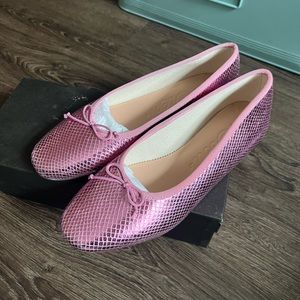 NEW WITH BOX J Crew Leather Zoe Ballet Flat Pink Metallic Snake 8